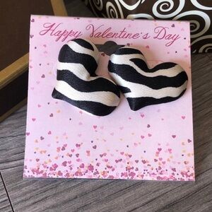Heart-Shaped Zebra Print Earrings